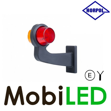 HORPOL LED Breedtelamp Deens model Links gebogen rood/amber E-keur