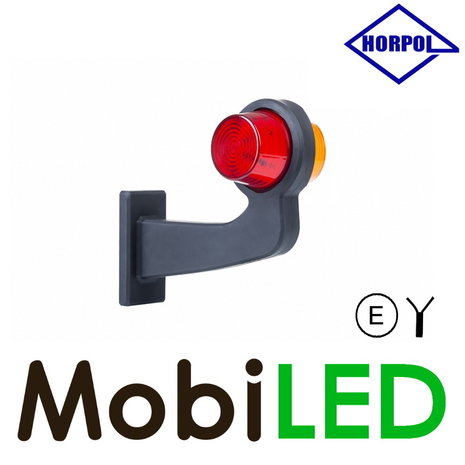 HORPOL LED Breedtelamp Deens model Rechts gebogen rood/amber