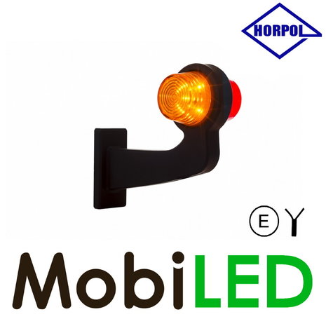 HORPOL NEON Led breedtelamp Deens model Links gebogen rood/amber