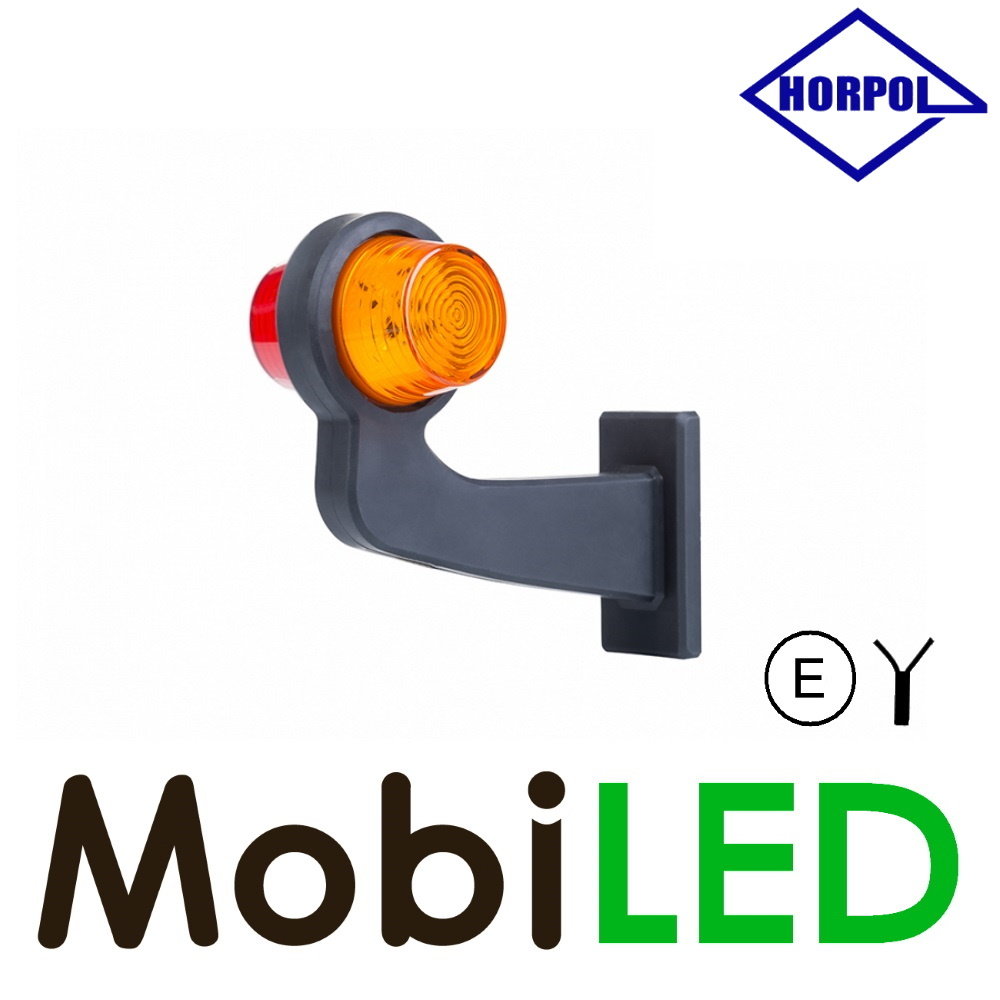 HORPOL NEON Led breedtelamp Deens model Rechts gebogen 12-24 volt rood/amber HORPOL NEON Led breedtelamp Deens model Rechts gebogen 12-24 volt rood/amber