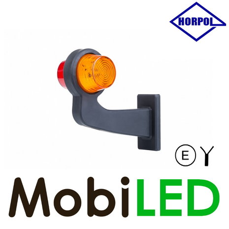 HORPOL NEON Led breedtelamp Deens model Rechts gebogen 12-24 volt rood/amber HORPOL NEON Led breedtelamp Deens model Rechts gebogen 12-24 volt rood/amber