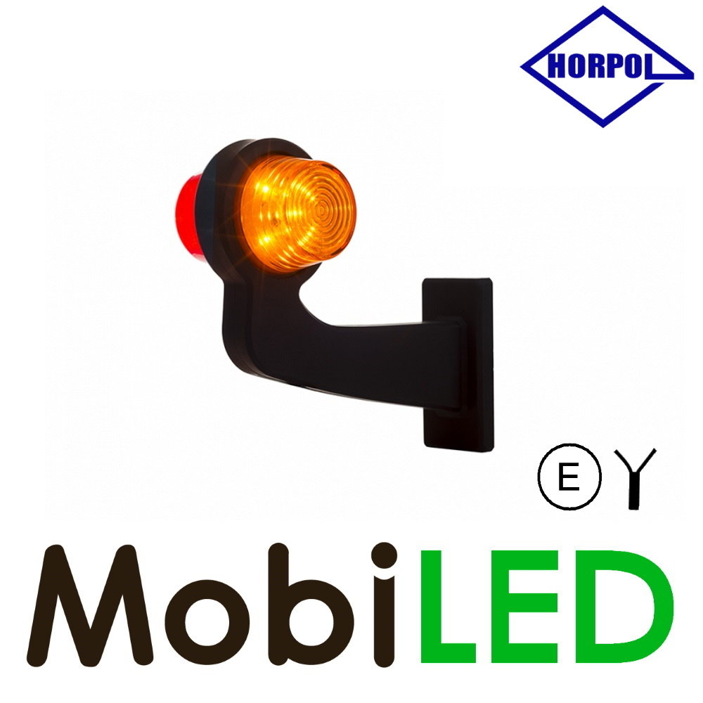 HORPOL NEON Led breedtelamp Deens model Rechts gebogen 12-24 volt rood/amber HORPOL NEON Led breedtelamp Deens model Rechts gebogen 12-24 volt rood/amber