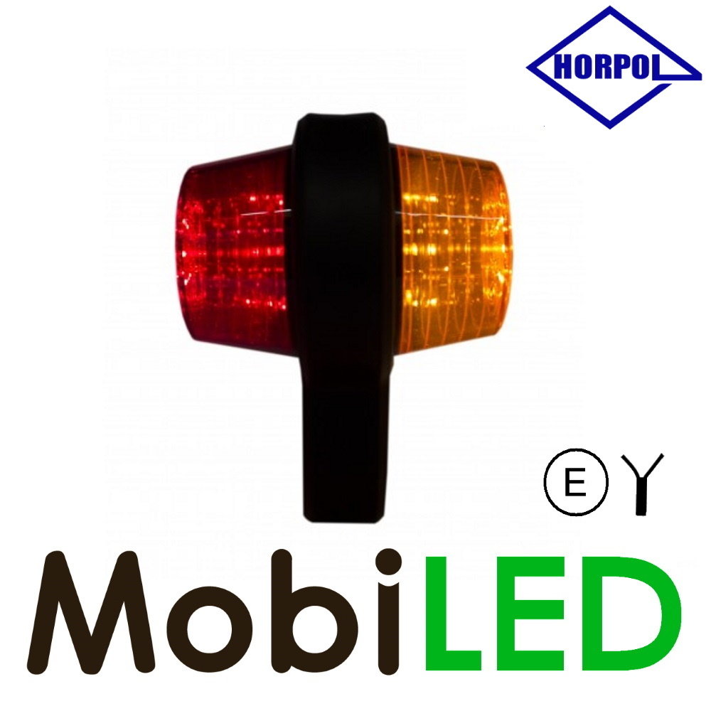 HORPOL NEON led breedtelamp Deens model rood/amber kort  12-24 volt