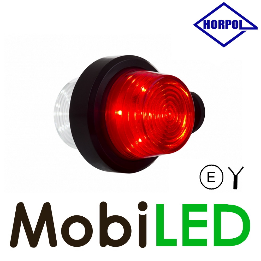 HORPOL LED Breedtelamp Deens model rood/wit Kort  12-24 volt E-keur
