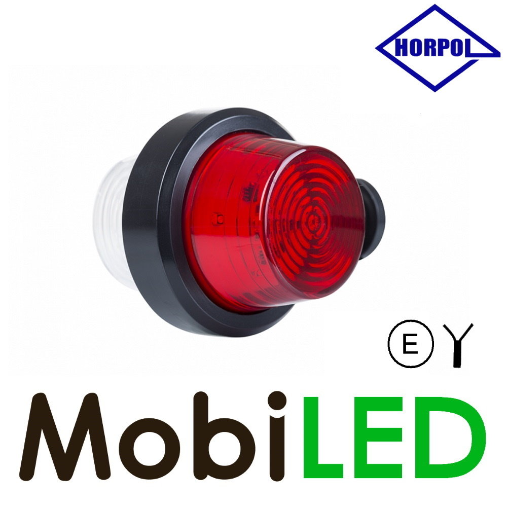 HORPOL LED Lampe de contour modèle danois rouge/blanc court 12-24 volts E-mark
