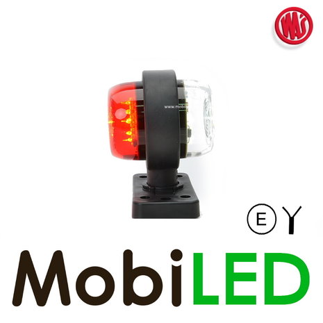 WAS LED modèle  classique fixe rouge/blanc court 12-24 volts  E-mark