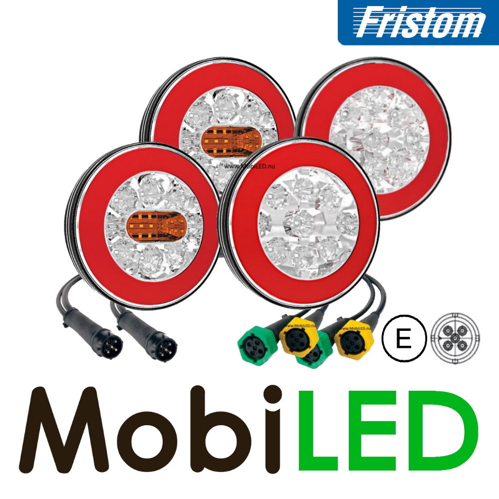 Fristom SET 4 ronde achterlichten 5 functies met kabelsets