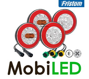 Fristom SET 4 ronde achterlichten 5 functies met kabelsets Fristom SET 4 ronde achterlichten 5 functies met kabelsets