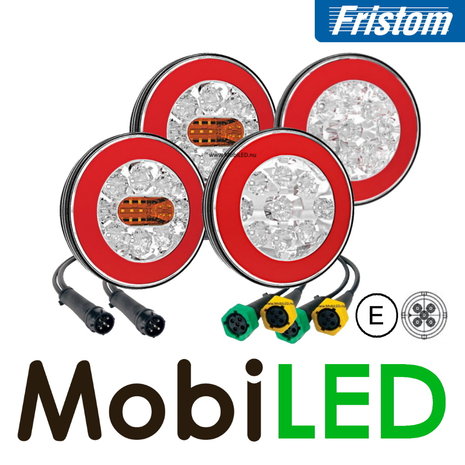 Fristom SET 4 round taillights 5 functions with cablesets