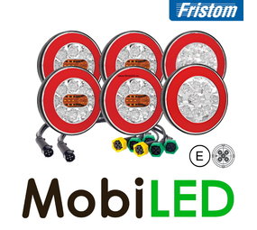 Fristom SET 6 ronde achterlichten 5 functies met kabelsets Fristom SET 6 ronde achterlichten 5 functies met kabelsets
