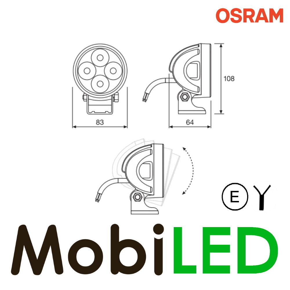 OSRAM Osram VX80-WD Lampe de travail 22W ronde E-marque OSRAM Osram VX80-WD Lampe de travail 22W ronde E-marque