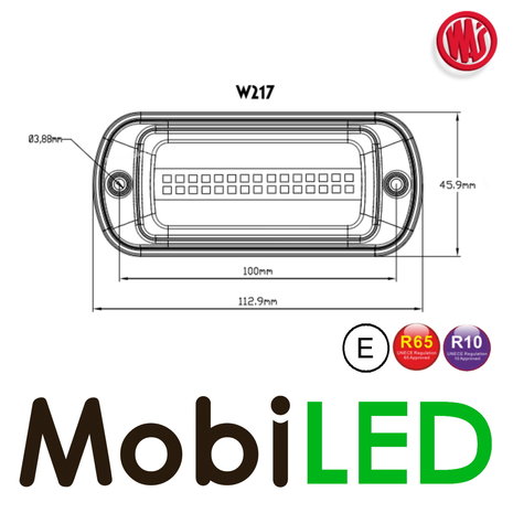 WAS Blue warning lamp 2 patterns IP6K9K E-mark