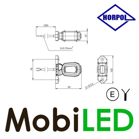 HORPOL Pendellamp kort model Links rood/amber/wit 12/24 volt E-keur HORPOL Pendellamp kort model Links rood/amber/wit 12/24 volt E-keur
