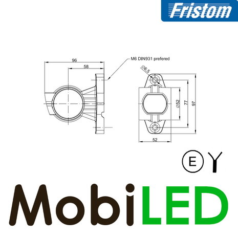 Fristom Lampe pendentive Droite courte E-mark rouge/ambre/blanc 12-24 volts