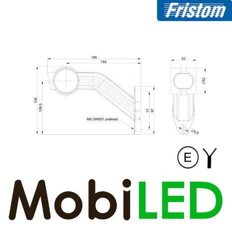 Fristom Lampe pendentive modèle oblique Gauche E-mark rouge/ambre/blanc 12-24 volts