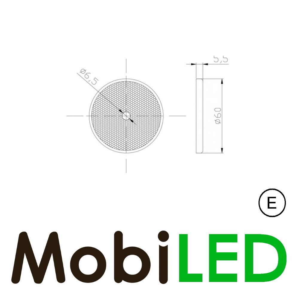 Reflector 6cm rond Wit E-keur Reflector 6cm rond Wit E-keur