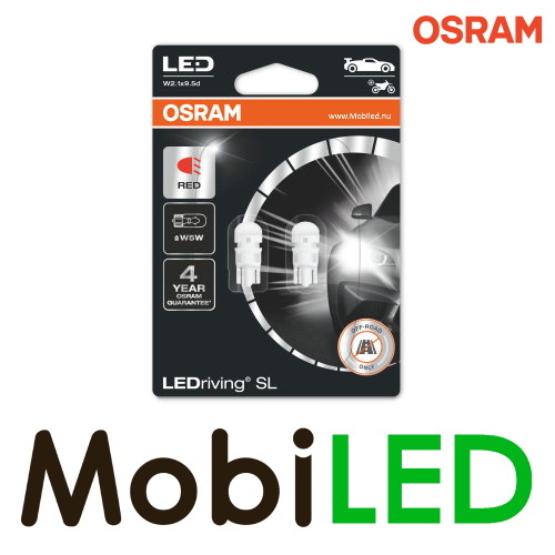 MobiLED  OSRAM W2.1 x 9.5d (W5W) LEDriving SL (2 pieces) Red - MobiLED
