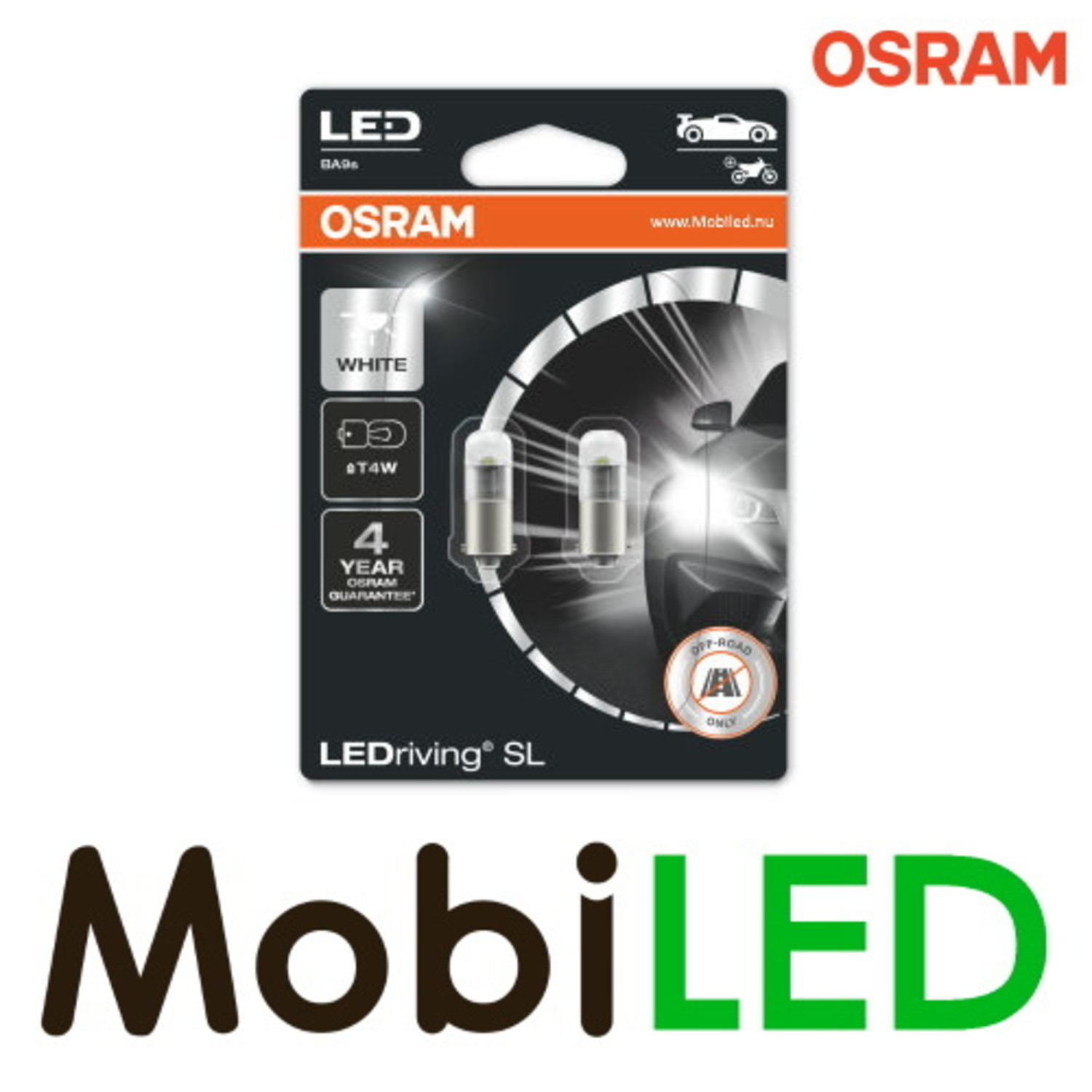 MobiLED | OSRAM Retrofit T4W LED bayonet fitting BA9s (2 pieces) - MobiLED