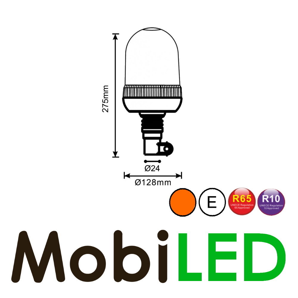Flitslamp 24 leds opsteek amber E-keur Flitslamp 24 leds opsteek amber E-keur