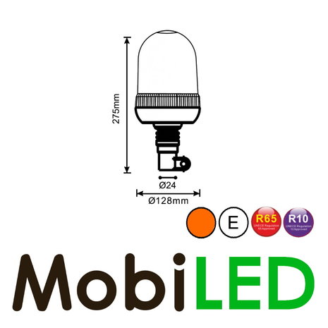 Flitslamp 24 leds opsteek amber E-keur Flitslamp 24 leds opsteek amber E-keur
