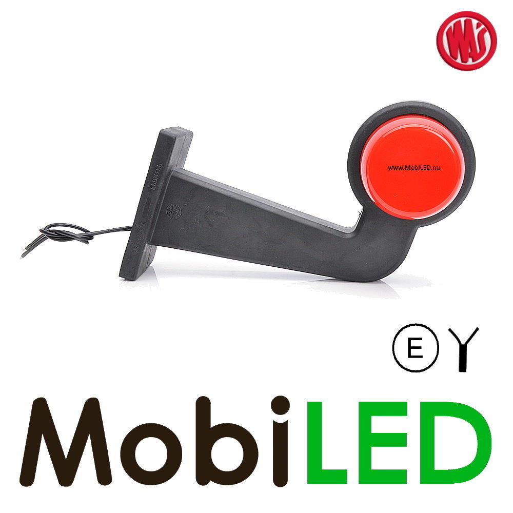 WAS  Neon model rood/wit Rechts gebogen 12-24 volt E-keur
