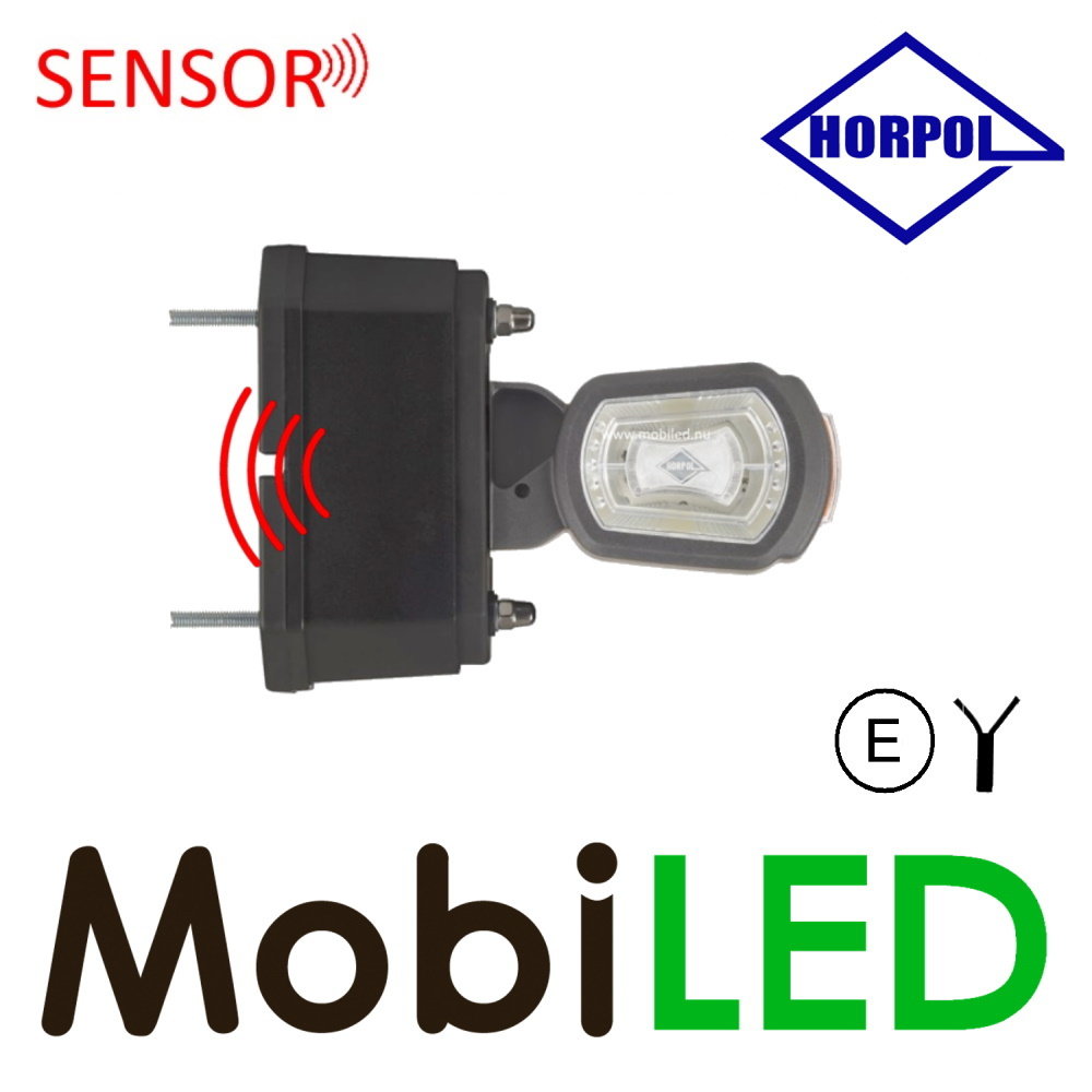 HORPOL Pendellamp kort recht model Links rood/amber/wit 12/24 volt  E-keur met sensor