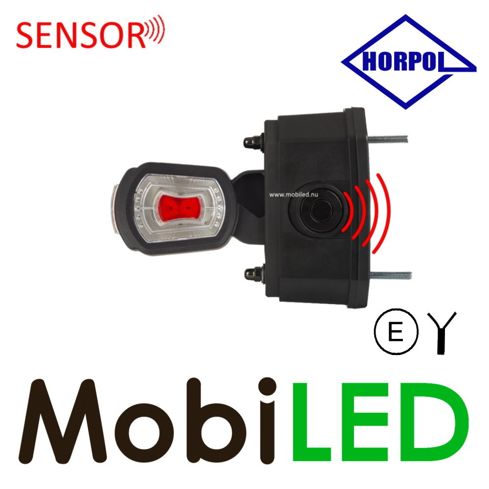 HORPOL Lampe pendentive  modèle court et droit Gauche rouge/ambre/blanc 12/24 volts E-mark avec capteur HORPOL Lampe pendentive  modèle court et droit Gauche rouge/ambre/blanc 12/24 volts E-mark avec capteur