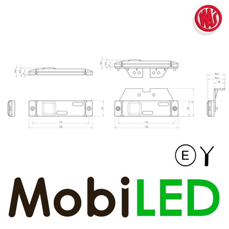 WAS WAS Side marking elongated side red with reflector E-mark