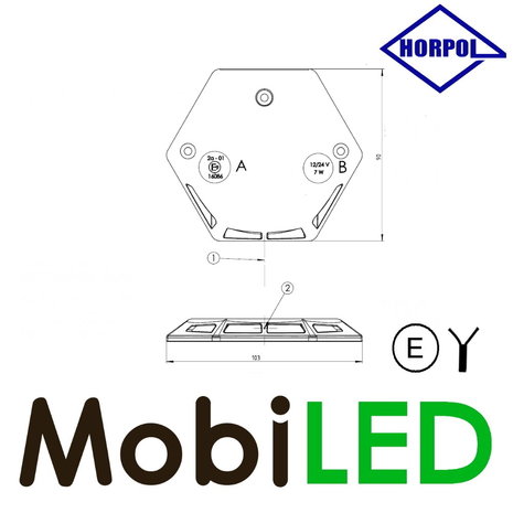 HORPOL Horpol Marquage du hayon élévateur ambre aluminium 12-24 volts E-marque HORPOL Horpol Marquage du hayon élévateur ambre aluminium 12-24 volts E-marque