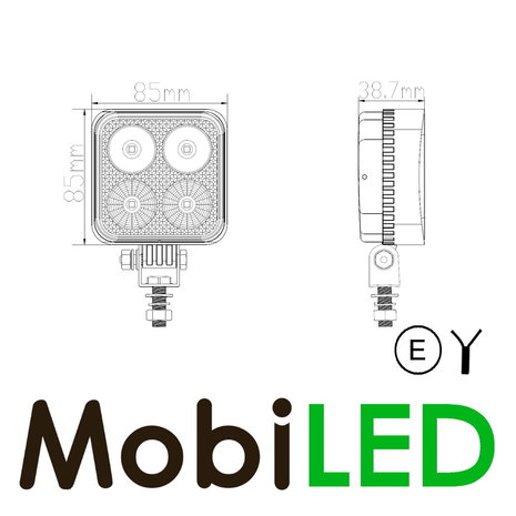 Werklamp 12W vierkant blauw E-keur Werklamp 12W vierkant blauw E-keur