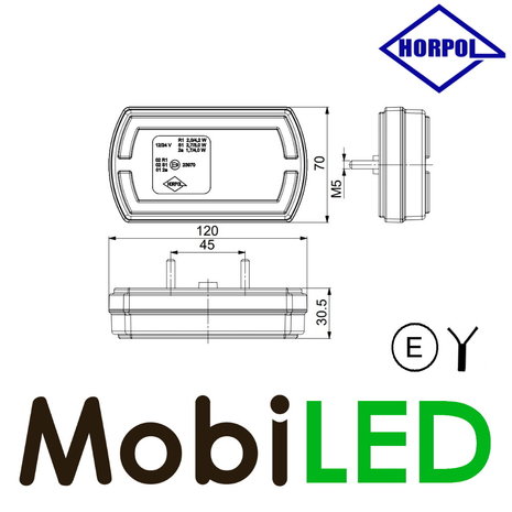 HORPOL Horpol Feu arrière 3 fonctions E-marque HORPOL Horpol Feu arrière 3 fonctions E-marque