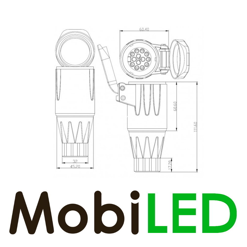 Plastic power socket 12 volts type 1 with 13 pins Plastic power socket 12 volts type 1 with 13 pins