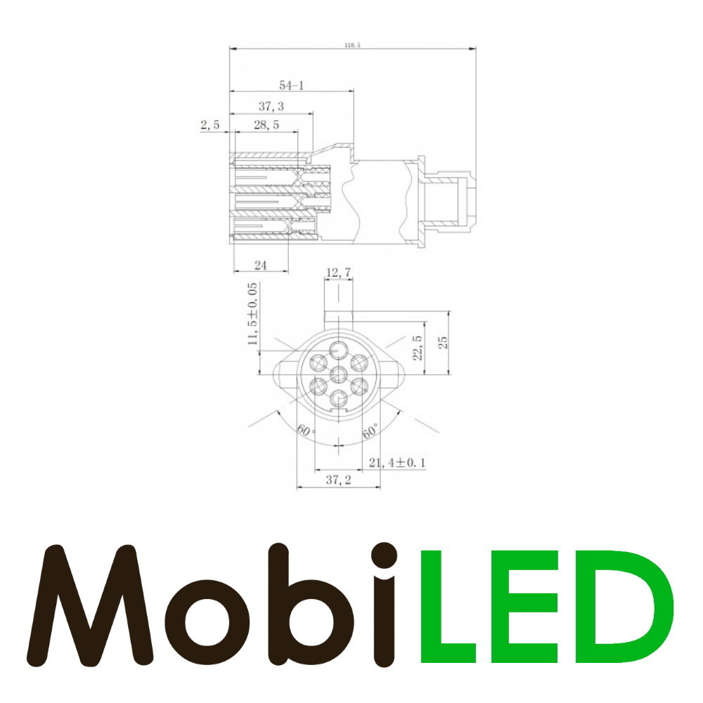 Fiche aluminium 24 V type S, 7 broches Fiche aluminium 24 V type S, 7 broches