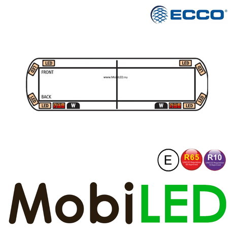 ECCO 12+ Serie Flitsbalk 1219 mm 8 leds, 2 werklampen en achterlichten ECCO 12+ Serie Flitsbalk 1219 mm 8 leds, 2 werklampen en achterlichten