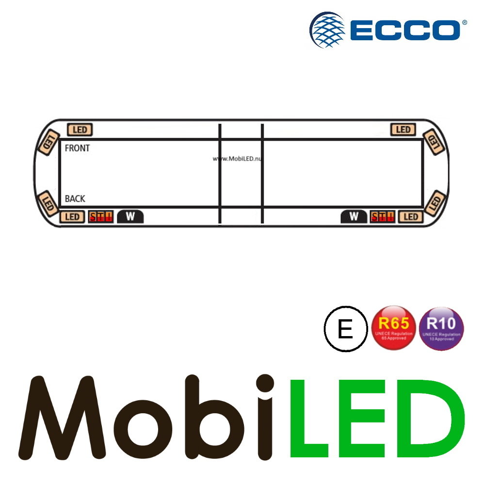 ECCO Série 12+ Barre flash 1372 mm 8 LED, 2 feux de travail et d'arrière