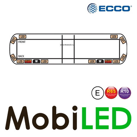 ECCO 12+ Serie Flitsbalk en traffic advisor 1372 mm 10 leds, 2 werklampen en achterlichten