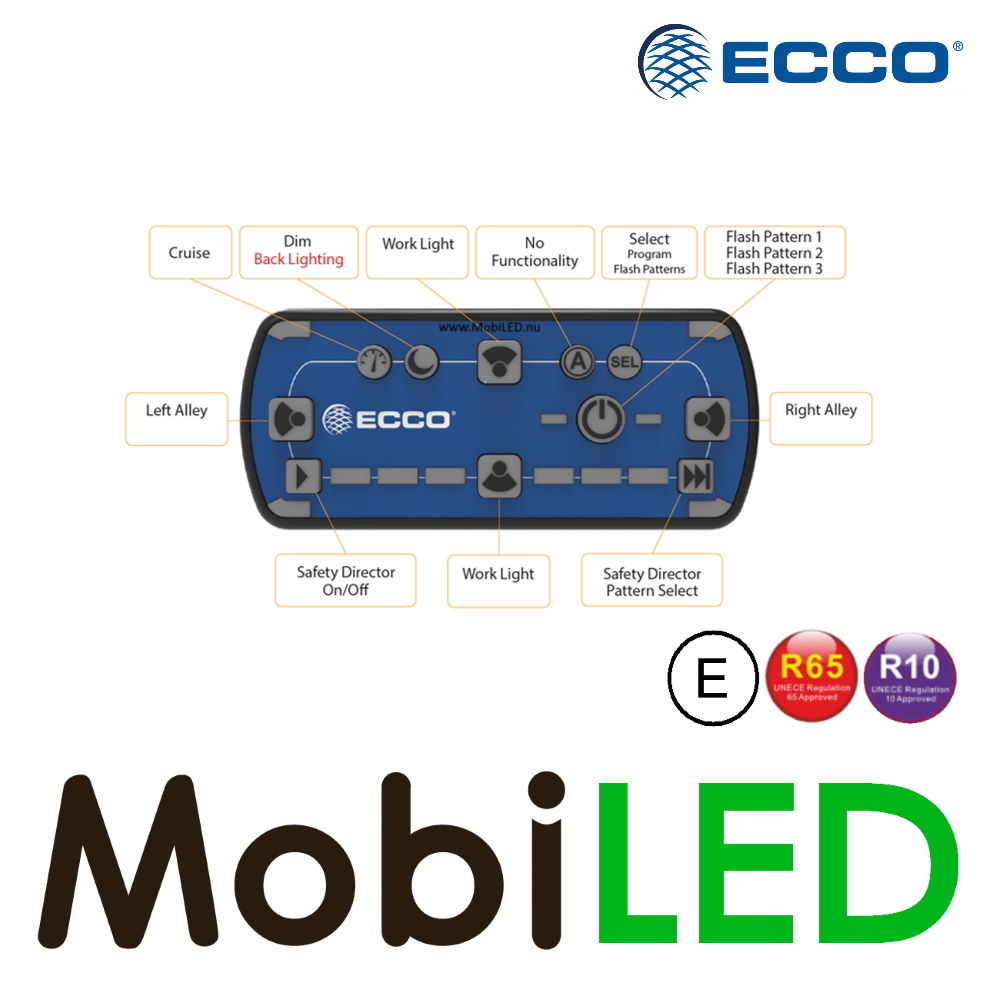 ECCO 12+ Serie Flitsbalk en traffic advisor 1372mm 10 leds, 2 werklampen en achterlichten