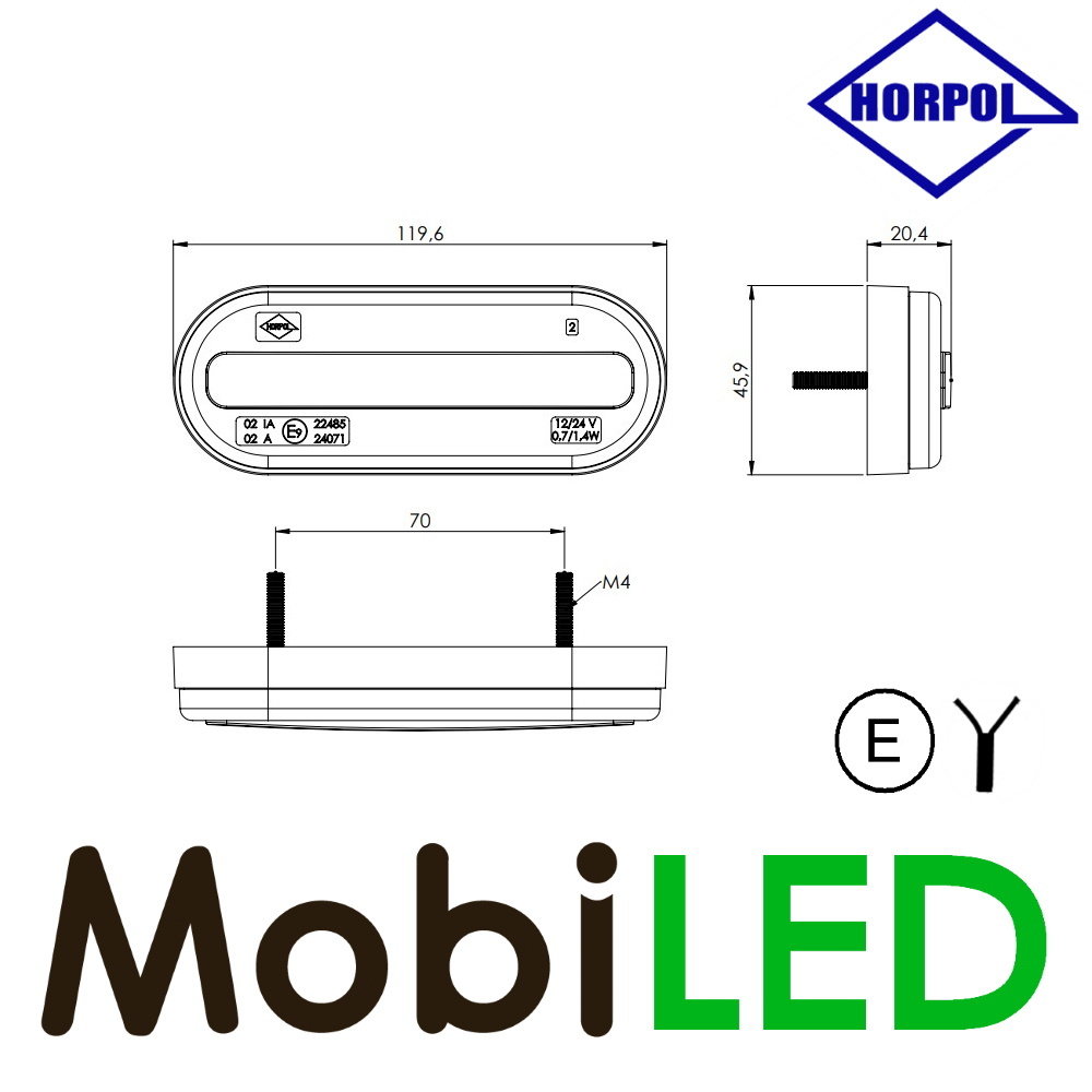 HORPOL Horpol marquage latéral ovale blanc Neon E-mark HORPOL Horpol marquage latéral ovale blanc Neon E-mark