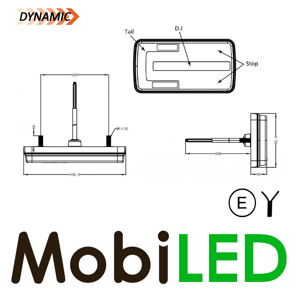 Dynamic rear light 3 functions universal E-mark Dynamic rear light 3 functions universal E-mark