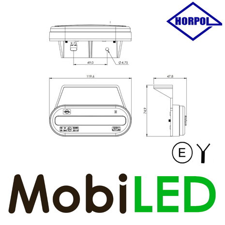HORPOL Horpol marquage latéral ovale ambre Neon  avec support E-mark