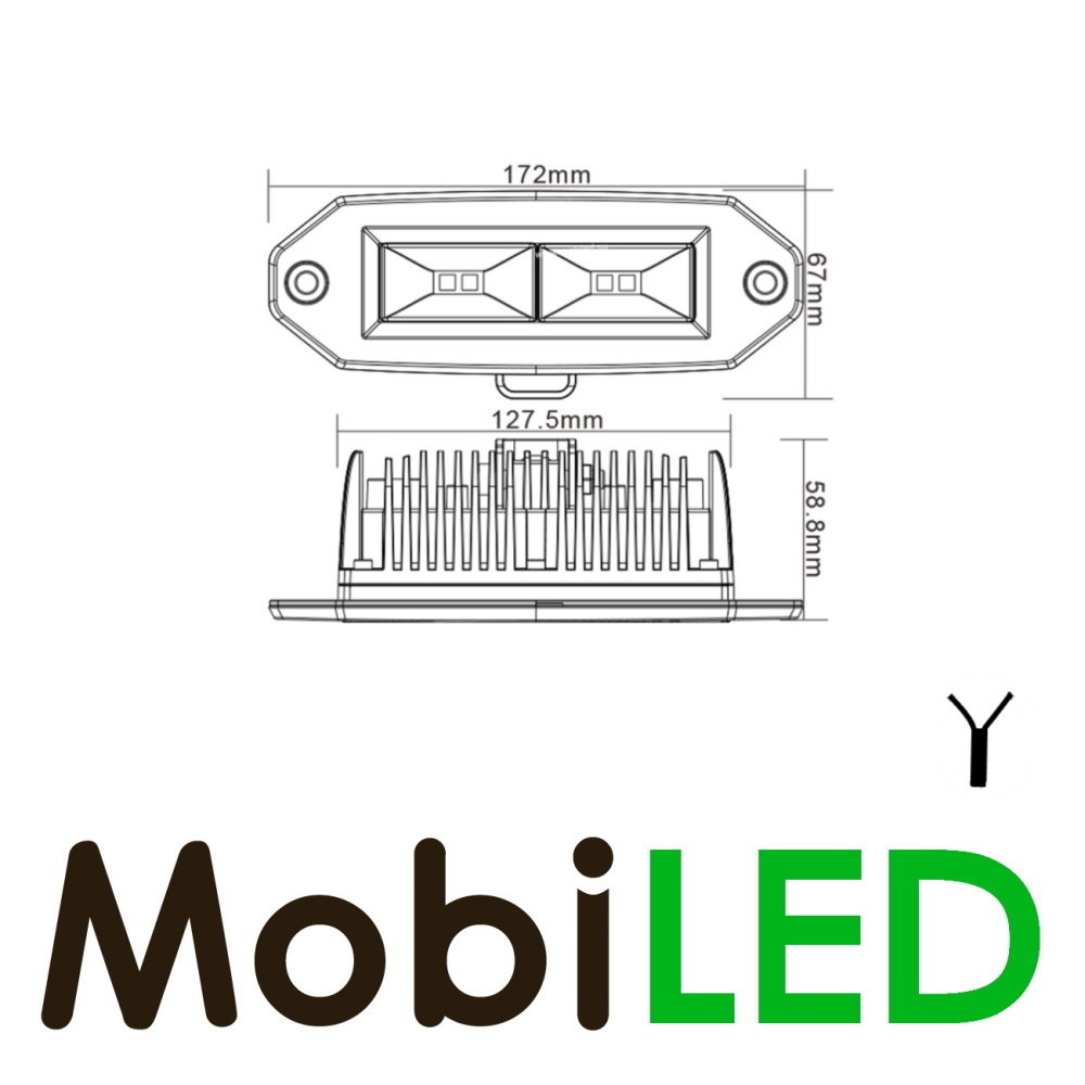 Floodlight double 40W flush mounting