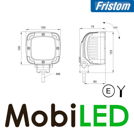 Fristom Fristom Work lamp 650 lumen LED 1.5 m cable E-mark Fristom Fristom Work lamp 650 lumen LED 1.5 m cable E-mark
