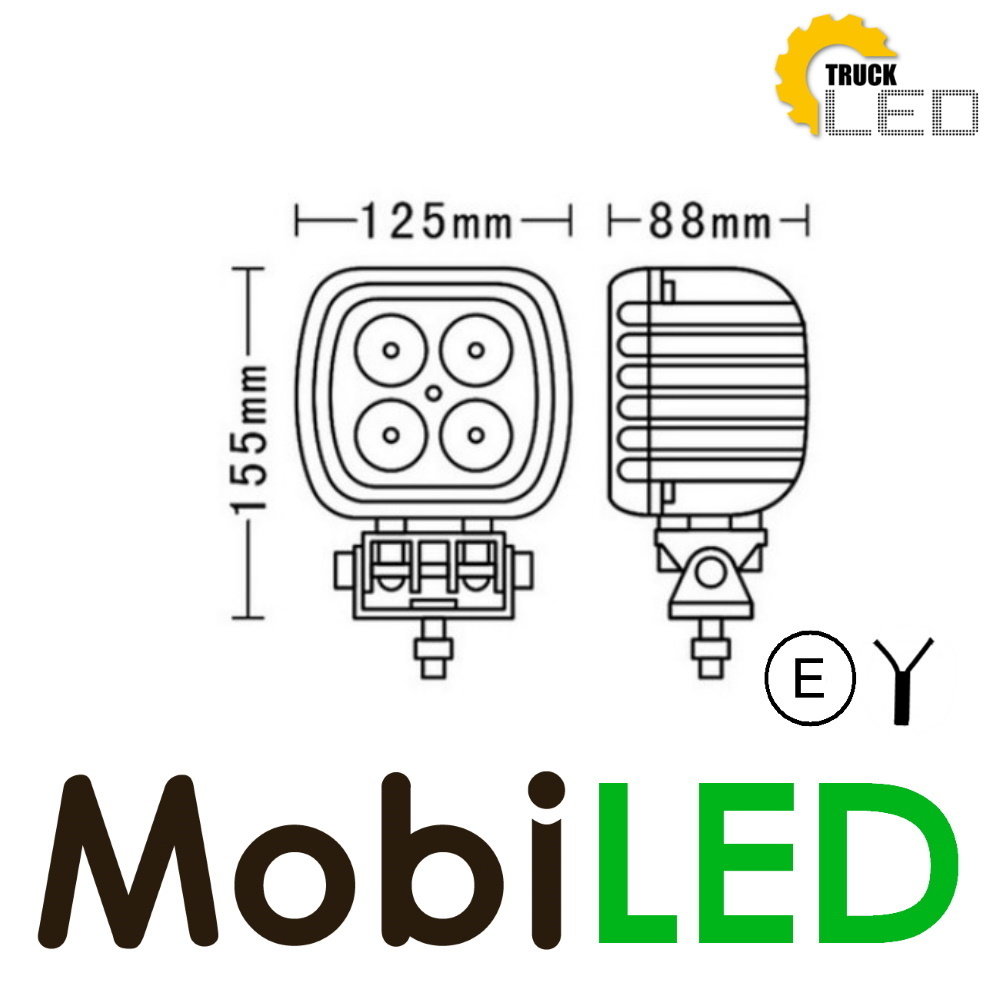 TruckLED Werklamp 30W vierkant E-keur TruckLED Werklamp 30W vierkant E-keur