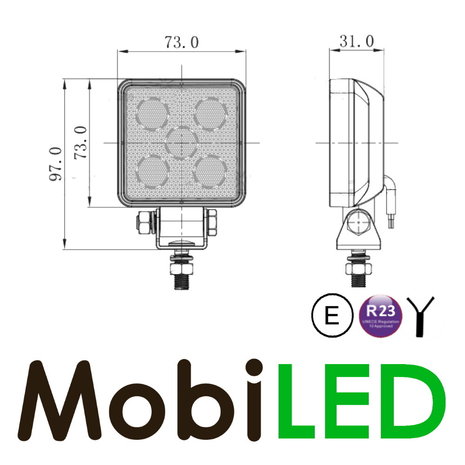 Mini werklamp vierkant E-keur