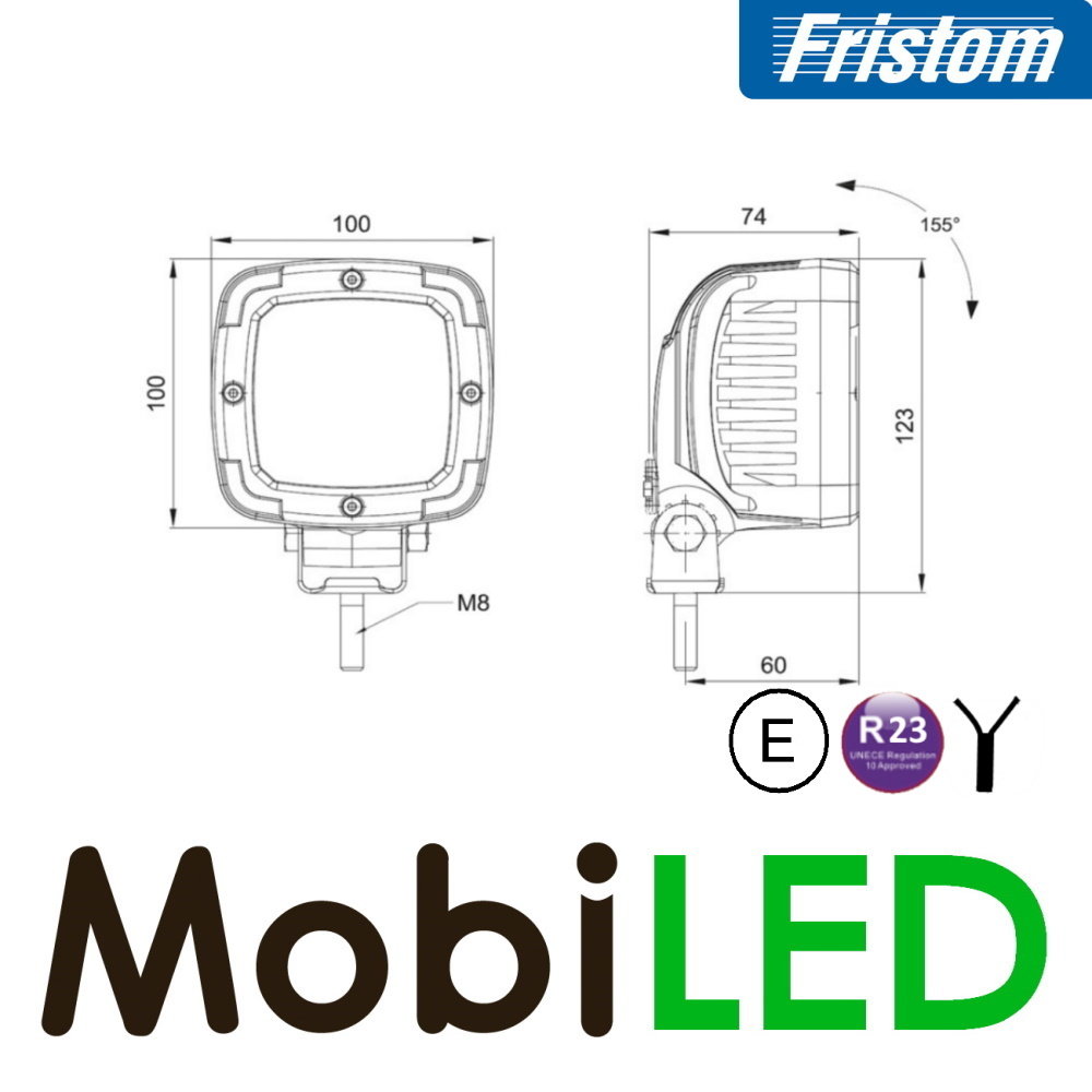 Fristom Work light / reverse light 350-650 lumen LED 1.5m cable