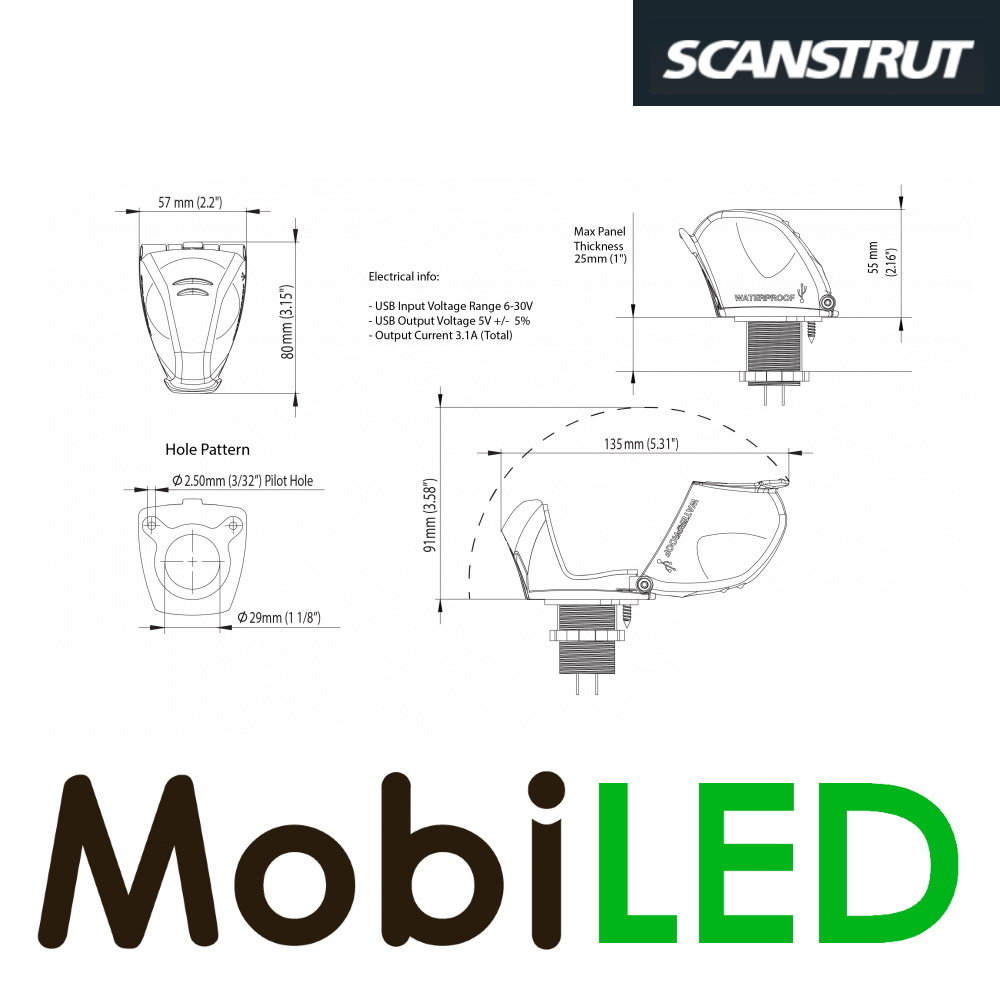 Scanstrut Chargeur de USB extérieur Scanstrut Chargeur de USB extérieur
