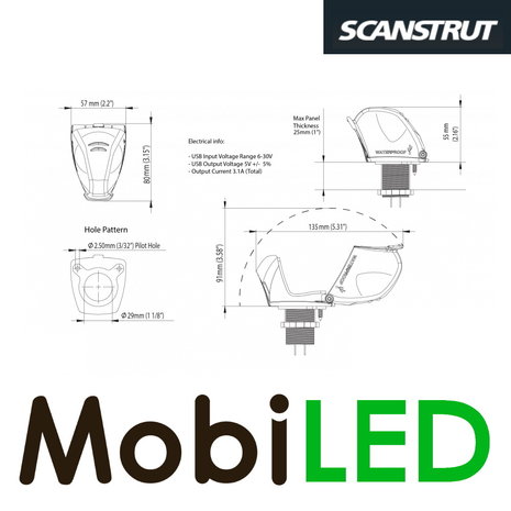 Scanstrut Chargeur de USB extérieur Scanstrut Chargeur de USB extérieur