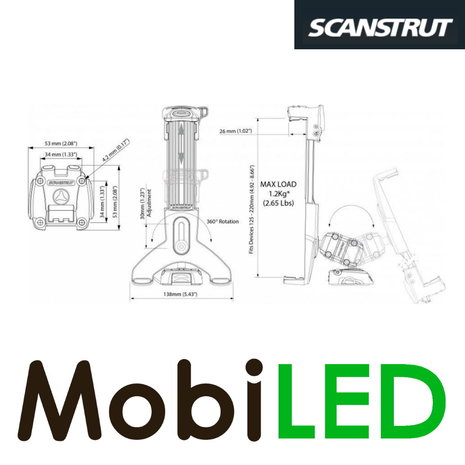 Scanstrut Support de tablette à base vissée