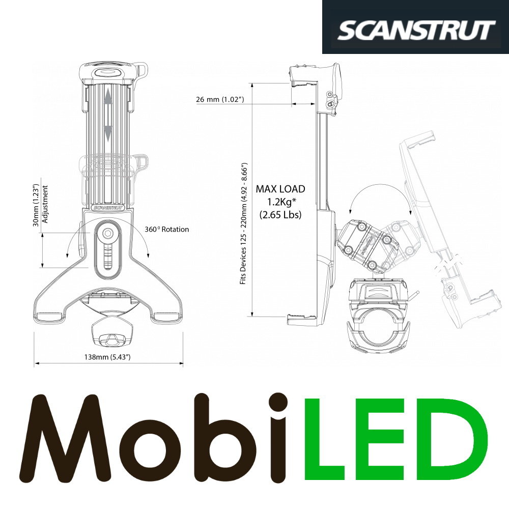 Scanstrut Tablethouder rail basis