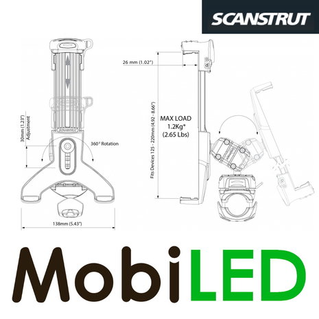 Scanstrut Tablethouder rail basis